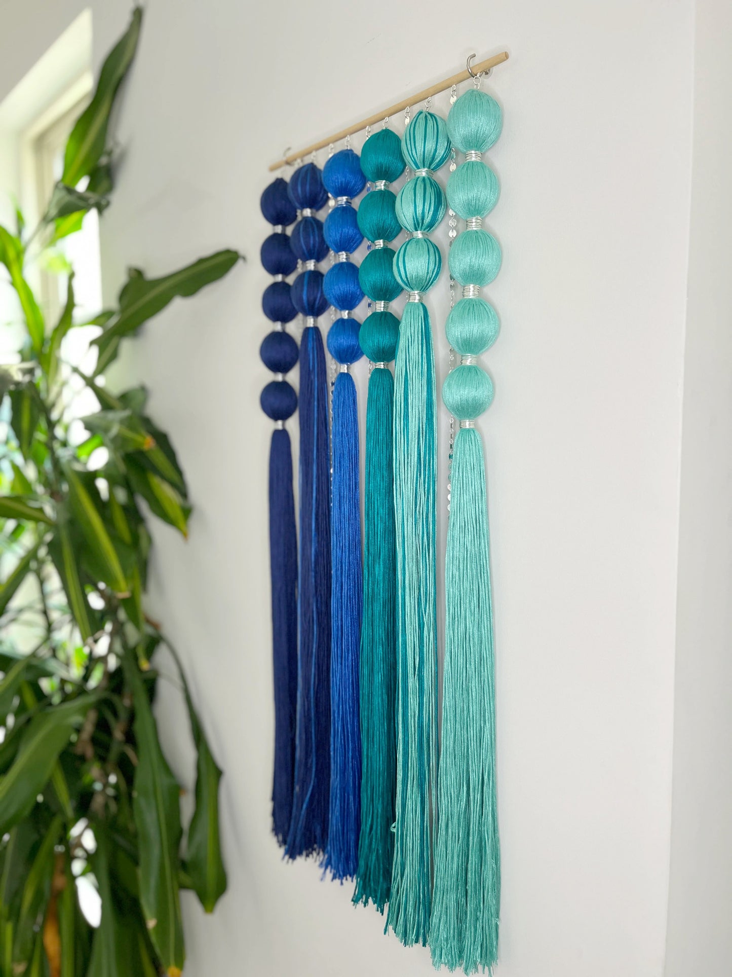 Sirena Blue Gradient Spherical Macramé Wall Hanging