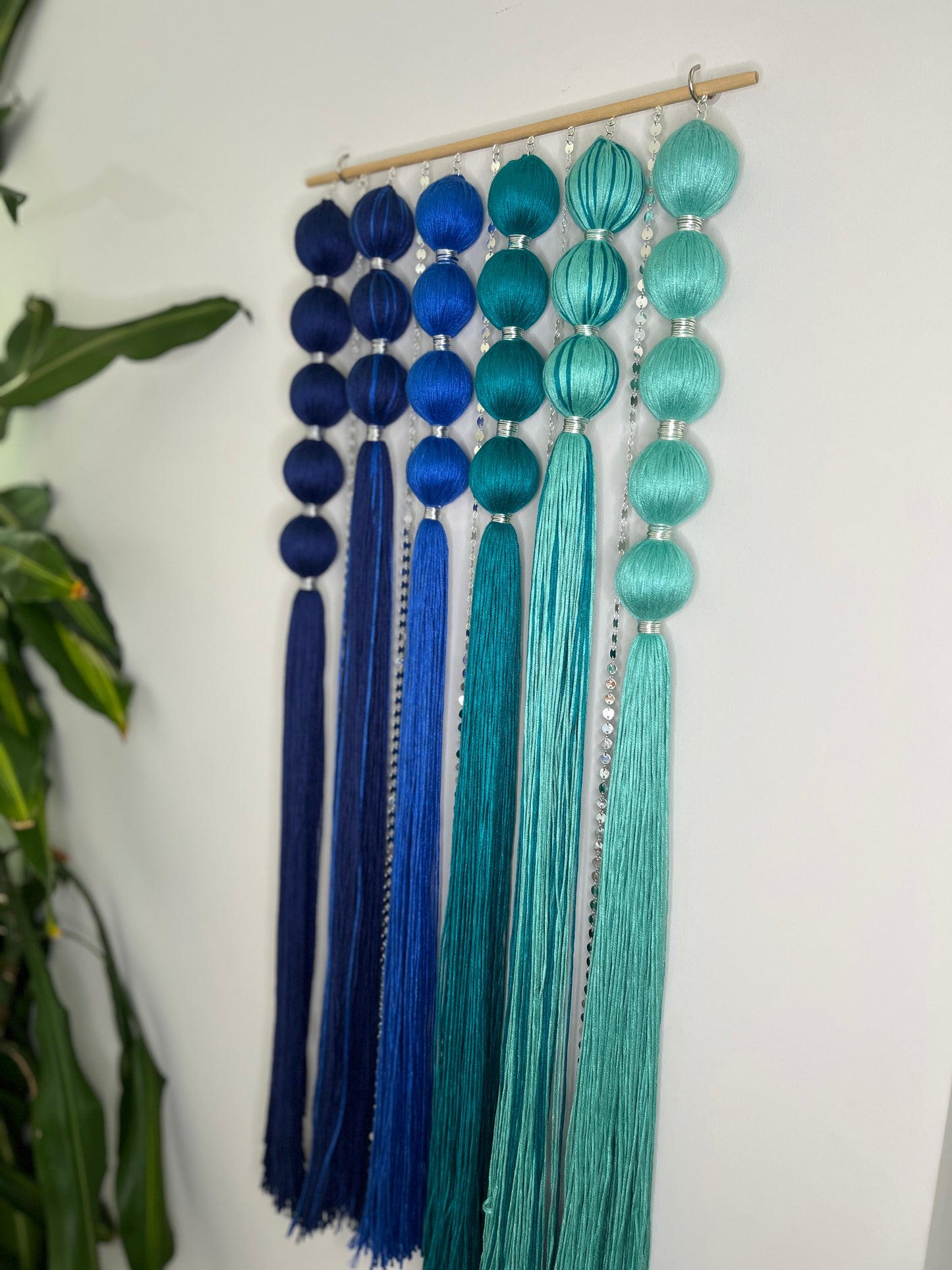 Sirena Blue Gradient Spherical Macramé Wall Hanging