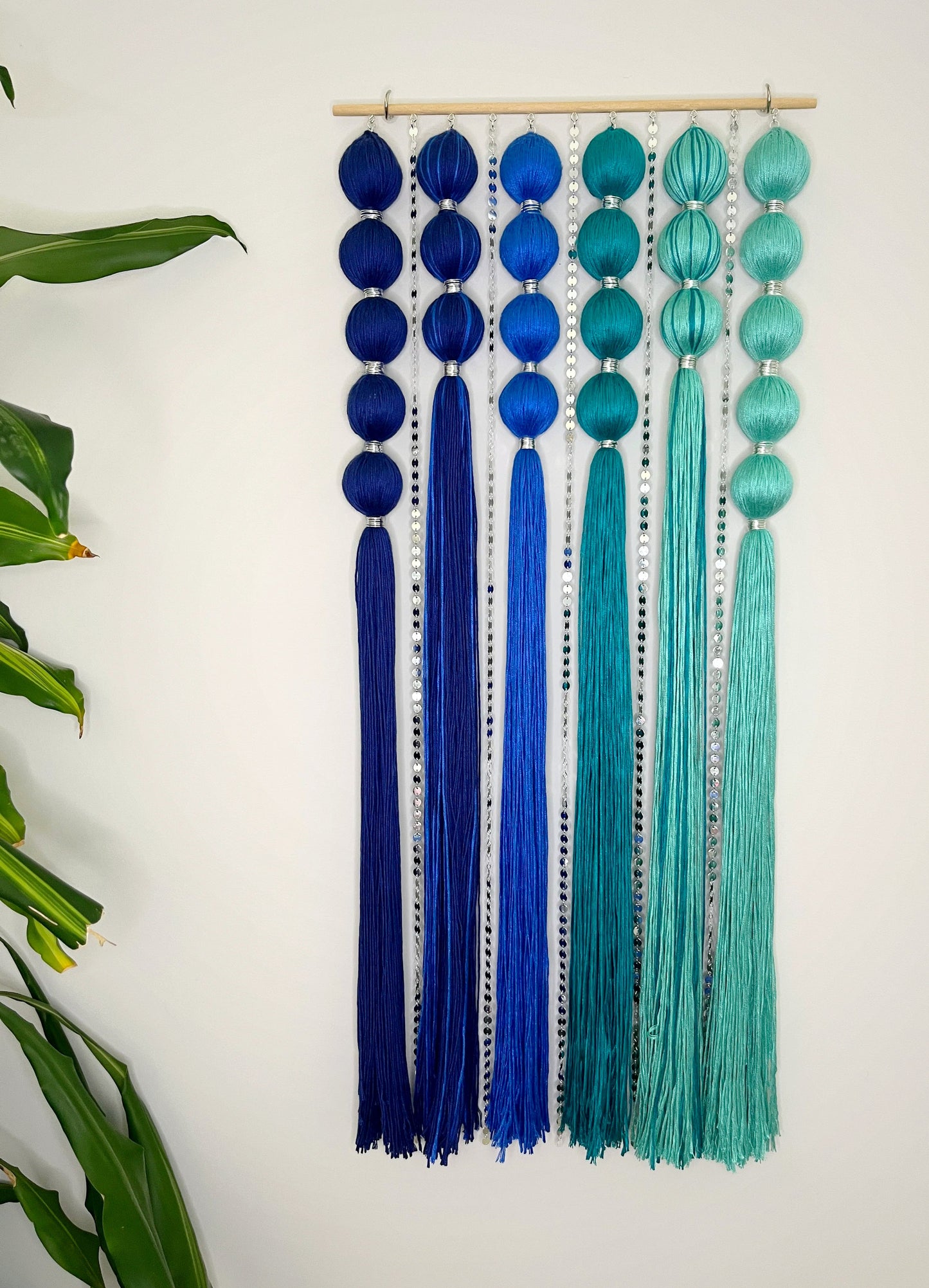 Sirena Blue Gradient Spherical Macramé Wall Hanging