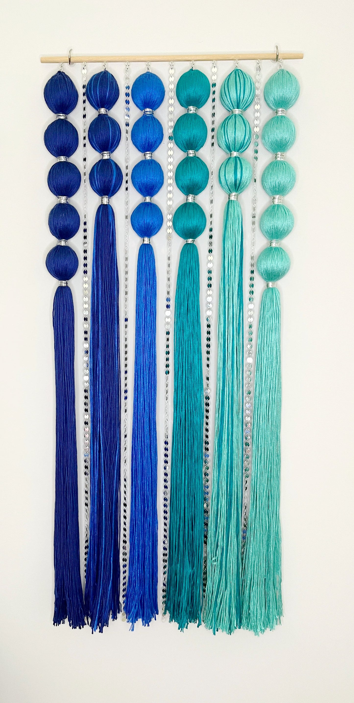 Sirena Blue Gradient Spherical Macramé Wall Hanging