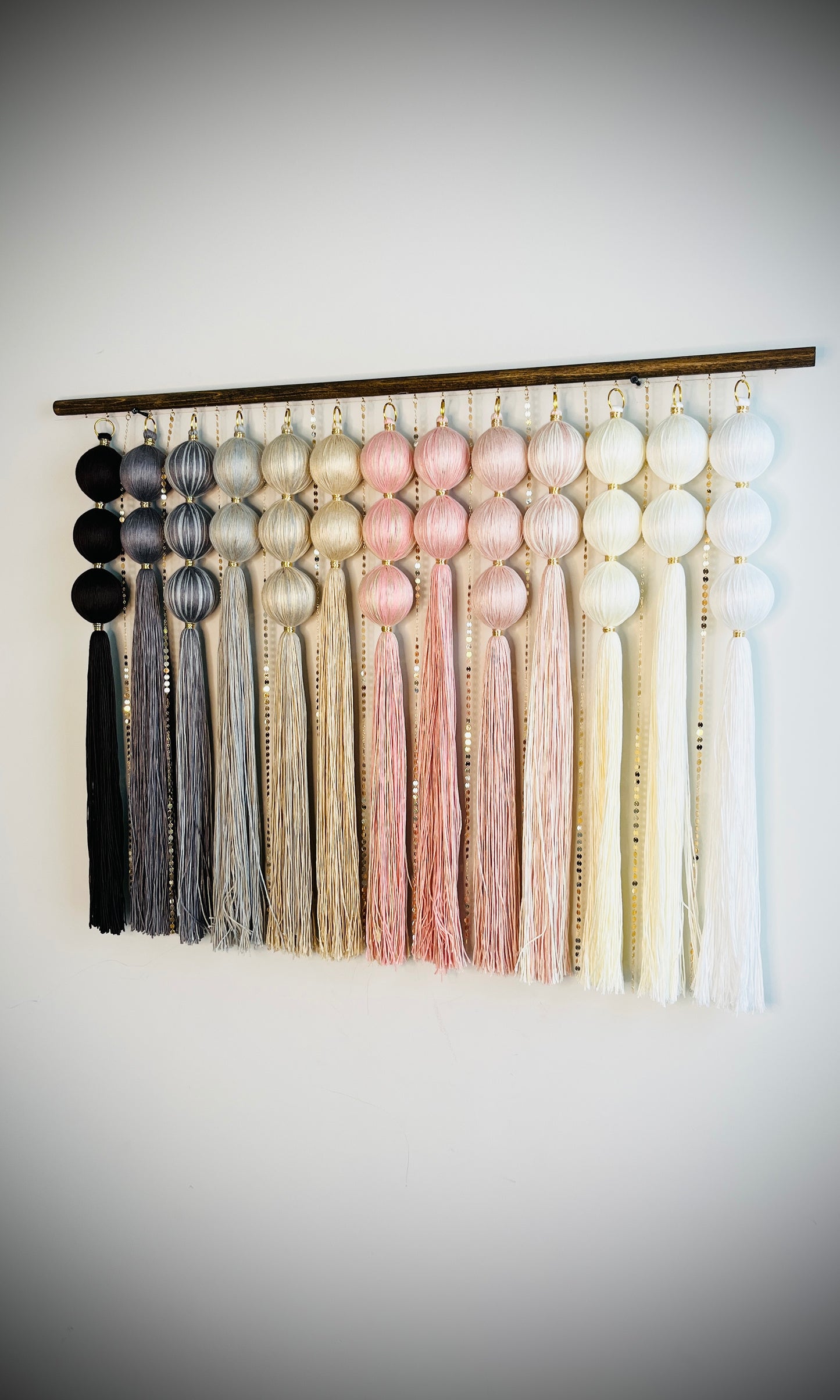 Rose Dune Gradient Spherical Macramé Wall Hanging