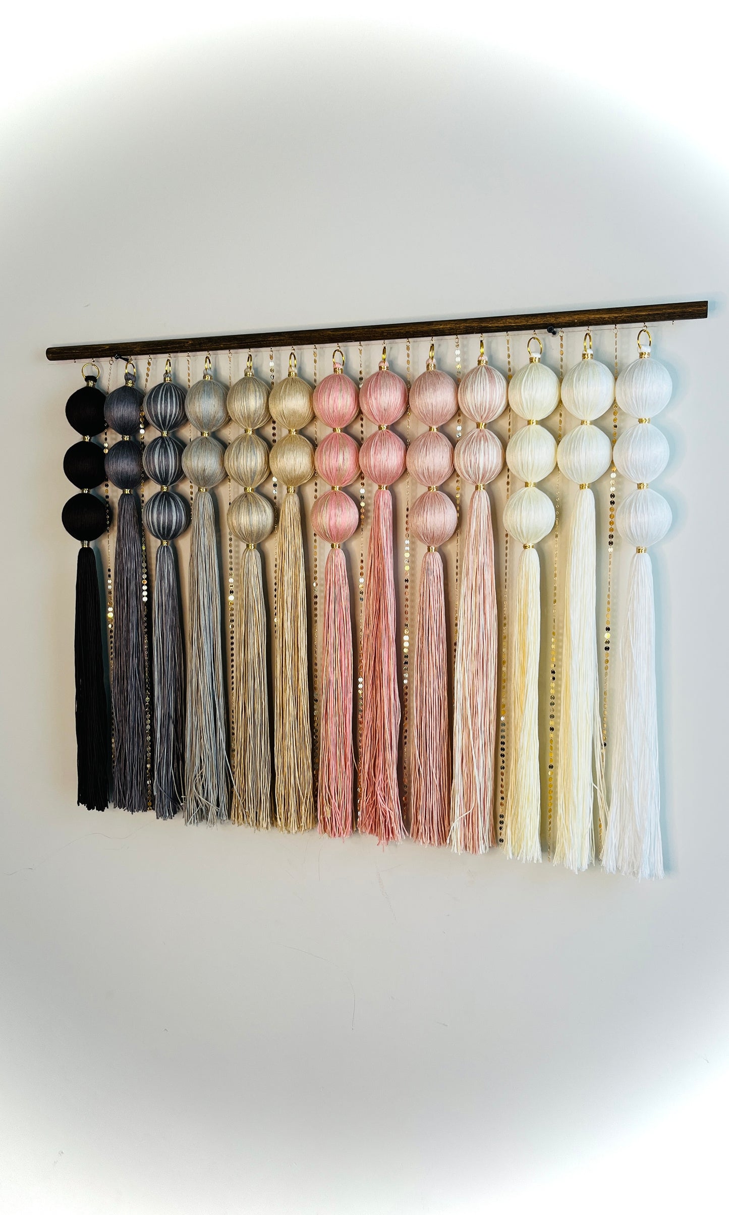 Rose Dune Gradient Spherical Macramé Wall Hanging