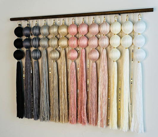 Rose Dune Gradient Spherical Macramé Wall Hanging
