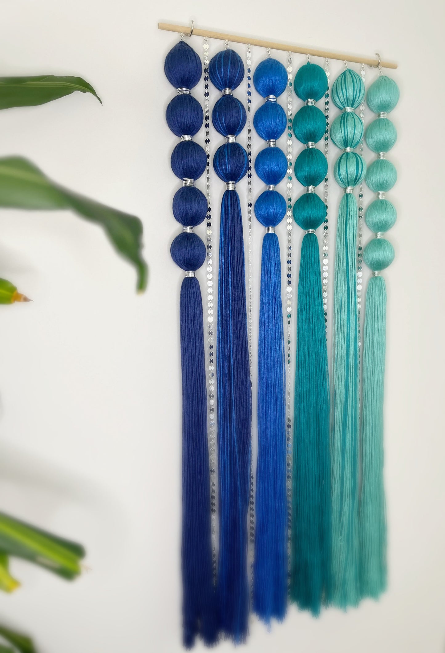 Sirena Blue Gradient Spherical Macramé Wall Hanging