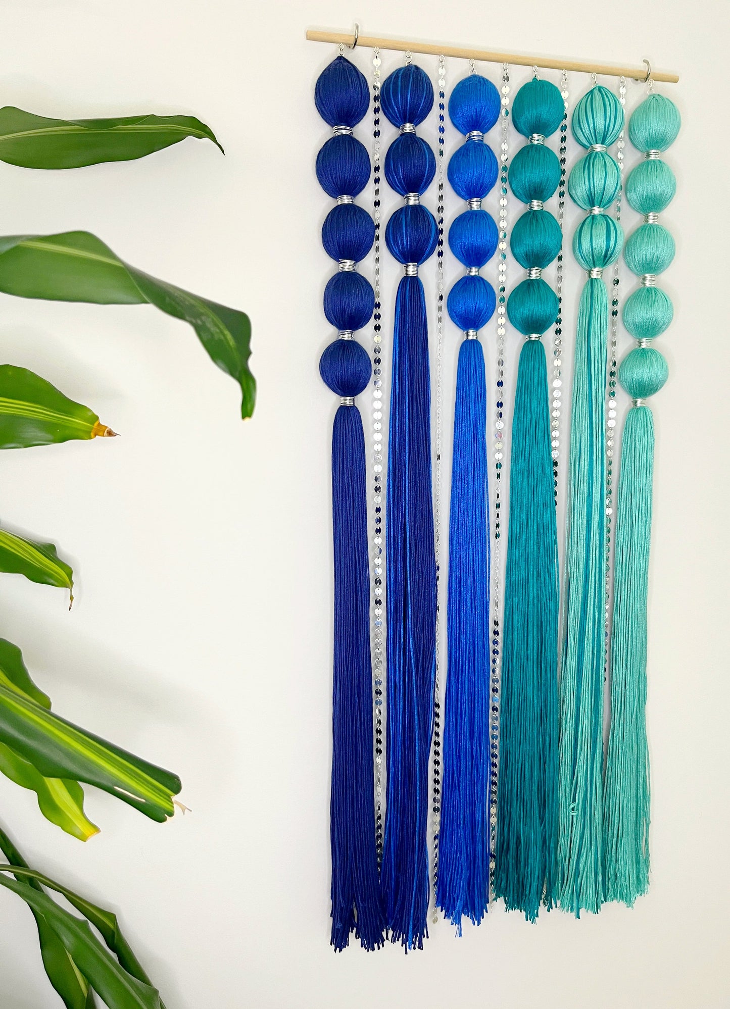 Sirena Blue Gradient Spherical Macramé Wall Hanging