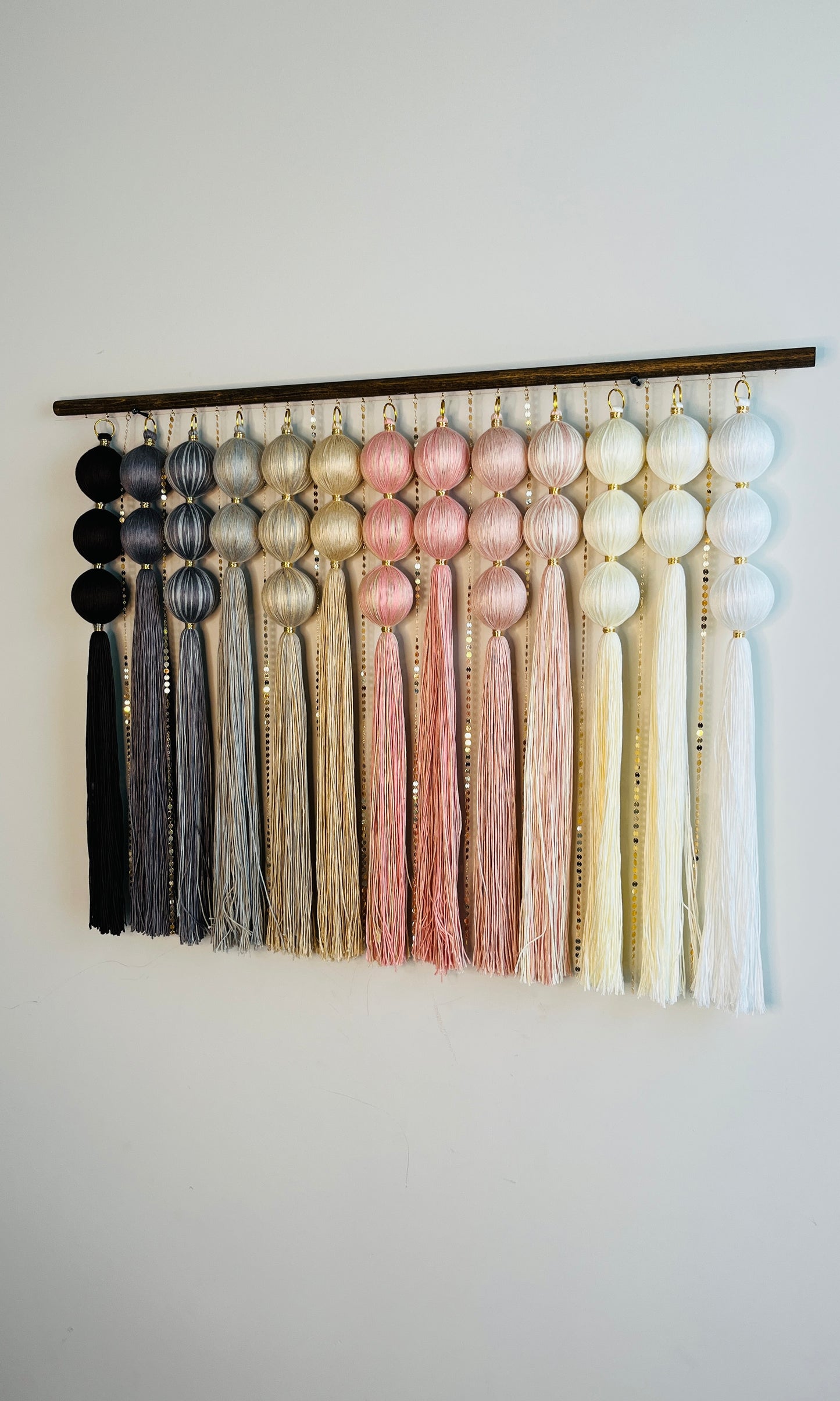 Rose Dune Gradient Spherical Macramé Wall Hanging