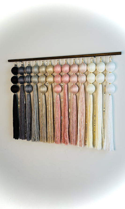 Rose Dune Gradient Spherical Macramé Wall Hanging